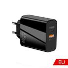 65W USB-C/Type-C+USB Dual Port GaN Charger QC3.0 Laptop Universal Charger EU Plug Black - 1