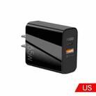 65W USB-C/Type-C+USB Dual Port GaN Charger QC3.0 Laptop Universal Charger US Plug Black - 1