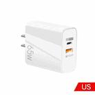 65W USB-C/Type-C+USB Dual Port GaN Charger QC3.0 Laptop Universal Charger US Plug White - 1