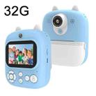 1200W Pixel  2.4 Inch Display Children Print Instant Camera 32G+Card Reader Blue  - 1