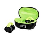 Business Binaural Digital Display Clip-On Bluetooth Earphone With Charging Compartment(Black+Green) - 1