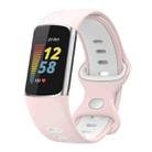 For Fitbit Charge 5 Smart Watch Sports Waterproof Two-Color Silicone Band(Pink White) - 1