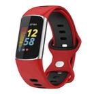 For Fitbit Charge 5 Smart Watch Sports Waterproof Two-Color Silicone Band(Red Black) - 1