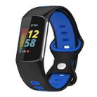 For Fitbit Charge 5 Smart Watch Sports Waterproof Two-Color Silicone Band(Black Blue) - 1