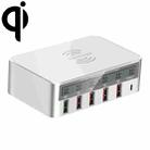 818F 5 USB Ports + Type-C Multifunctional Multi-Port Wireless Charger, Style: AU Plug (White) - 1