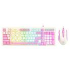 K-Snake Wired E-Sports Keyboard Mouse Mechanical Feel 98 Key Desktop Computer Notebook Keyboard, Style: Keyboard+Mouse (Pink) - 1