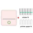 X6 200DPI Student Homework Printer Bluetooth Inkless Pocket Printer Pink 5 Printer Paper+5 Stickers - 1