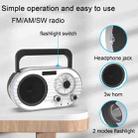 FM/AM/SW Multi-band Radio Rechargeable Music Player with Flashlight(Silver) - 2