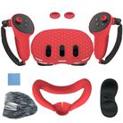 For Meta Quest 3 7-In-1 Silicone Protective Case Dust-Proof And Drop-Proof VR Accessories(Red) - 1