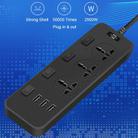 T14 2m 2500W 3 Plugs + 3-USB Ports Multifunctional Socket With Switch, Specification: UK Plug (Black) - 12