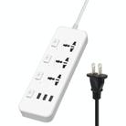 T14 2m 2500W 3 Plugs + 3-USB Ports Multifunctional Socket With Switch, Specification: US Plug (White) - 1