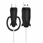 Data Line Protector For IPhone USB Type-C Charger Wire Winder Protection, Spec: Small Head Band +USB Head Black - 1