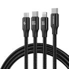 ROMOSS PD100W 3-In-1 Data Cable Type-C/USB-C To 8 Pin & Type-C & Micro Fast Charging Line 1.5m(Black) - 1