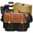 Outdoor Waterproof Camera Bag Leather Waxed Canvas Crossbody Photography Bag(Black) - 1