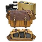 Outdoor Waterproof Camera Bag Leather Waxed Canvas Crossbody Photography Bag(Black) - 2