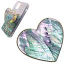 Heart-shape Colorful Shell Pattern Electroplated Airbag Phone Holder, Style: Blue Scallop - 1