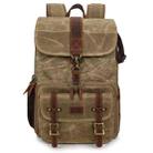 Large Capacity SLR Digital Camera Bag Laptop Backpack Canvas Storage Bag(Khaki) - 1
