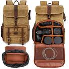 Large Capacity SLR Digital Camera Bag Laptop Backpack Canvas Storage Bag(Khaki) - 2