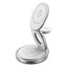 KUULAA KL-W27 3 In 1 Zinc Alloy Magnetic Folding Desktop Stand Wireless Charger(Silver) - 1