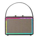 Leather Colorful Light Effect Karaoke Audio Retro Outdoor Bluetooth Speaker, Style: Single Speaker(Brown) - 1