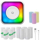 RGB Light Portable Mini Bluetooth Printer Inkless Document Label Printer with 5 Paper+5 Stickers+3 Color Paper - 1