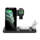 4-in-1 Foldable Desktop Mobile Phone Watch Earphones Wireless Charger(Black) - 1