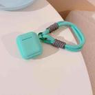 For AirPods 2  / 1 Dopamine Contrast Color Silicone Earphone Cover With Hand Strap(Green) - 1