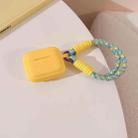 For AirPods 2  / 1 Dopamine Contrast Color Silicone Earphone Cover With Hand Strap(Yellow) - 1