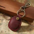 For AirTag Locator Leather Case Access Card with Keychain(Wine Red) - 1