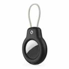 For AirTag Tracker Protective Cover With Metal Lanyard and Lock Three-proof Case(Black) - 1
