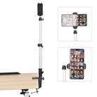 Aluminum Tube Cell Phone Live Streaming Telescopic Pole Desktop C-Clip Cell Phone Overhead Photo Holder, Size: Bracket+Phone Clip(Silver Gray) - 1