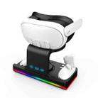 For Meta Quest 3 Headset Charging Base with Dazzle Lights VR Grip Charging Stand(Black) - 1