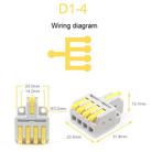 5pcs D1-4 Push Type Mini Wire Connection Splitter Quick Connect Terminal Block(Yellow) - 2