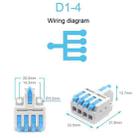 5pcs D1-4 Push Type Mini Wire Connection Splitter Quick Connect Terminal Block(Blue) - 2