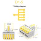 5pcs D1-5 Push Type Mini Wire Connection Splitter Quick Connect Terminal Block(Yellow) - 2