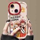 For iPhone 15 Puffy Phone Case Princess Please Fortune God Of Wealth Drop-Proof Phone Case(White) - 1