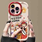 For iPhone 15 Pro Puffy Phone Case Princess Please Fortune God Of Wealth Drop-Proof Phone Case(White) - 1