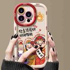 For iPhone 14 Pro Puffy Phone Case Princess Please Fortune God Of Wealth Drop-Proof Phone Case(White) - 1