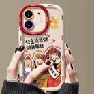 For iPhone 12 Puffy Phone Case Princess Please Fortune God Of Wealth Drop-Proof Phone Case(White) - 1