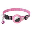 For AirTag Pet Anti-Lost Locator Collar Protector Cats Reflective Bell Neckties(Pink) - 1