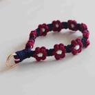 Handmade Braided Cell Phone Chain Daisy Flower Braided Rope Keychain Bag Pendant(Wine Red) - 1