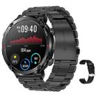 T30 1.6-inch Outdoor Sports Waterproof Smart Music Bluetooth Call Watch, Color: Black Steel+Silicone - 1