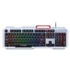 T-WOLF 130cm Line Length Cool Lighting Effect Metal Plate Gaming Wired Keyboard With Phone Holder(T16) - 1