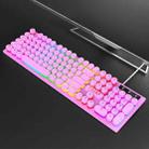 T-WOLF T80 104-Keys RGB Illuminated Office Game Wired Punk Retro Keyboard, Color: Pink - 1