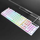 T-WOLF T80 104-Keys RGB Illuminated Office Game Wired Punk Retro Keyboard, Color: White - 1