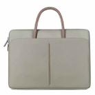 13 -13.3 Inch Oxford Cloth Laptop Bag Mens Womens Briefcase with PU Handle(Gray Green) - 1