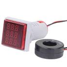 SINOTIMER ST17VAH 3 In 1 Square LED Digital Display AC Voltage Current Frequency Indicator 60-500V 0-100A 20-75Hz(01 Red) - 1