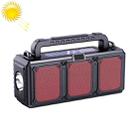 DV-860 Dual-Solar Flashlight Bluetooth Speaker FM Card Radio(Red) - 1