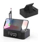 Wireless Charger Alarm Clock Foldable Mobile Stand With Pen Holder & Dual USB +1 Type-C Output(Black) - 1