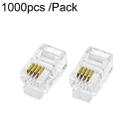 1000pcs /Pack 2-Pronged Gold-Plated 4P4C Telephone Crystal Heads 4 Core Handset RJ9 Cable Connector - 1